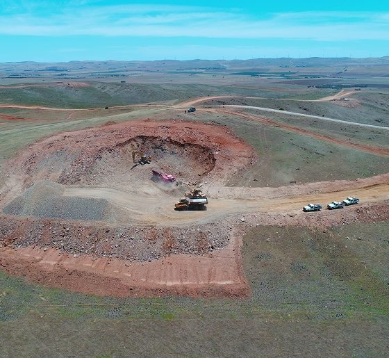 Aerial picture of an excavation project